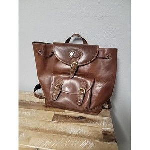 Sergios Collection Vintage Brown Leather Drawstring Backpack